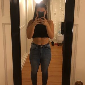 High Waisted Blue Skinny Jeans